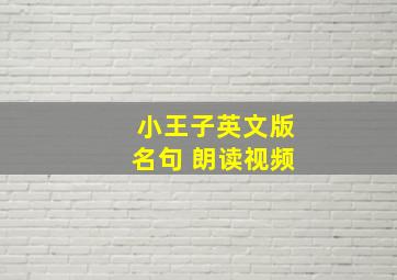 小王子英文版名句 朗读视频